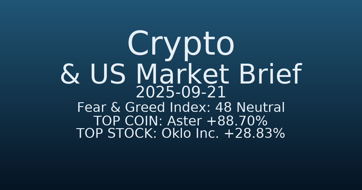 코인·미증시 요약 (Crypto & US Market Brief) (2025-09-21)