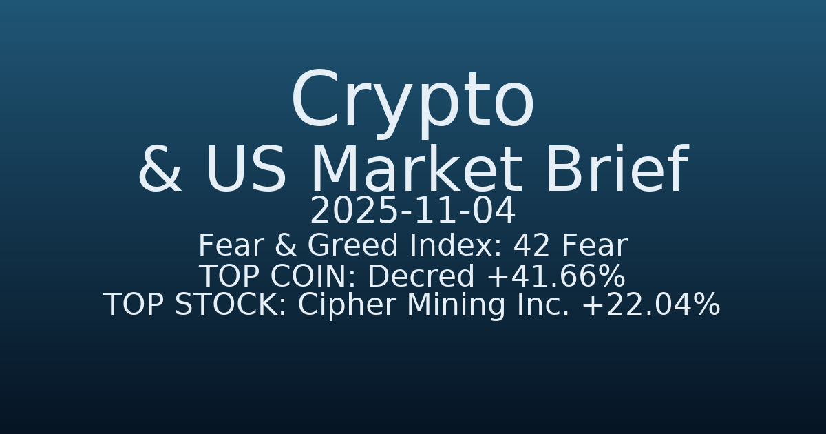 코인·미증시 요약 (Crypto & US Market Brief) (2025-11-04)