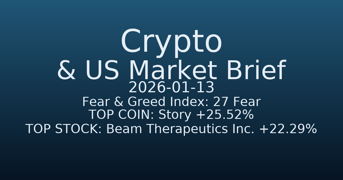 코인·미증시 요약 (Crypto & US Market Brief) (2026-01-13)
