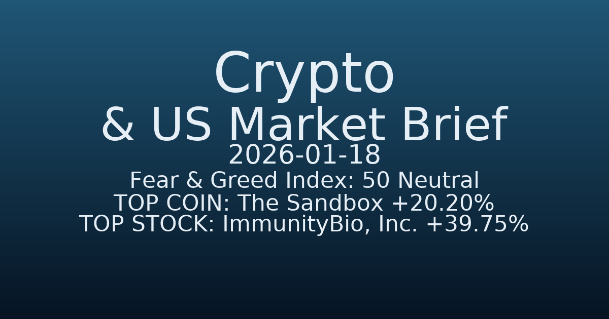 코인·미증시 요약 (Crypto & US Market Brief) (2026-01-18)