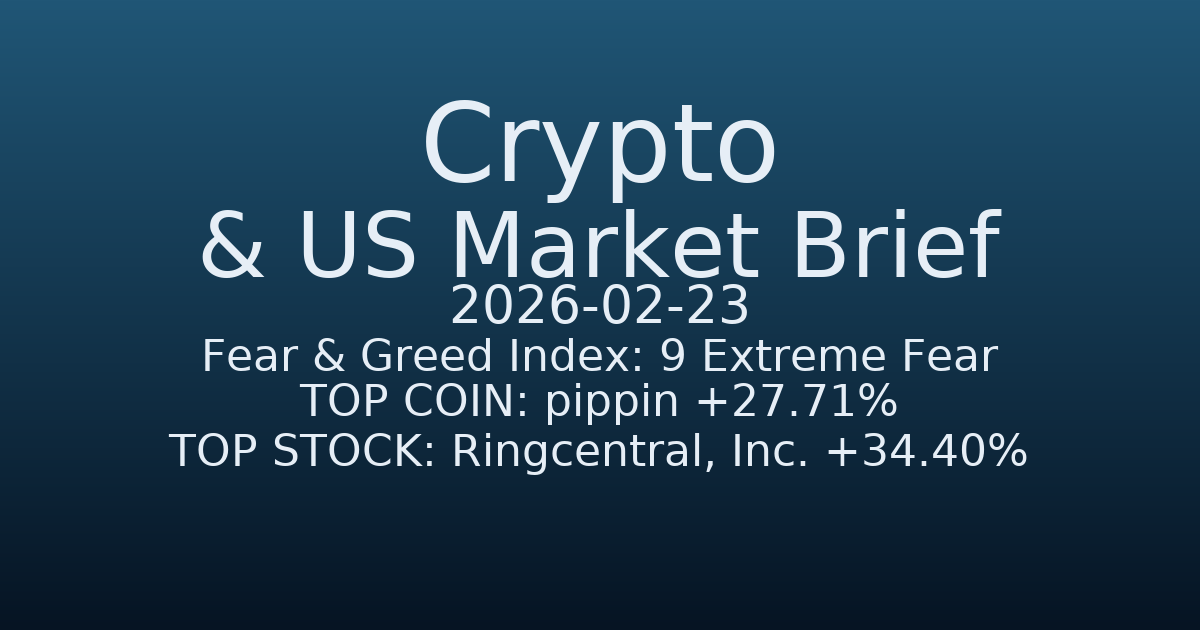 코인·미증시 요약 (Crypto & US Market Brief) (2026-02-23)