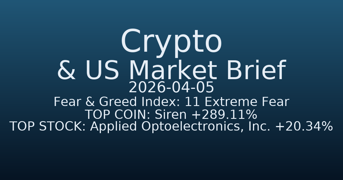 코인·미증시 요약 (Crypto & US Market Brief) (2026-04-05)
