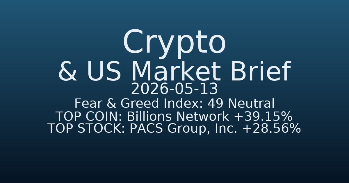 코인·미증시 요약 (Crypto & US Market Brief) (2026-05-13)